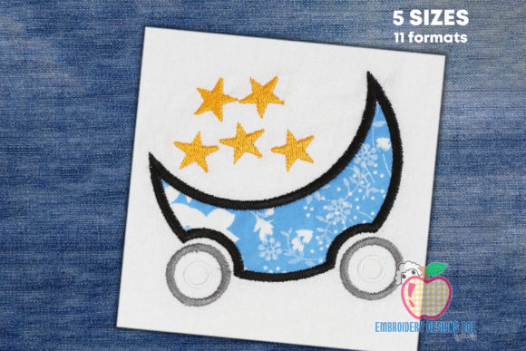 Moon Cartoon Trolley with Stars Applique Review