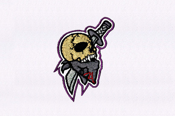 Skull Lodged Sword Embroidery Design Review