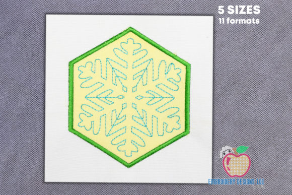 Snow Flake in a Hexagon Pink Applique