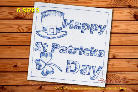 St Patricks Day Wording with Hat Redwork Review